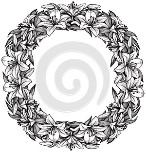 Round lily flower frame