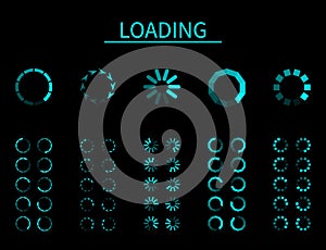 Round loader. Progressive internet buffering upload loading, frame animation, interface for app and internet, computer