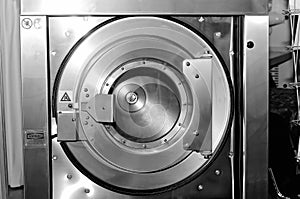 Round loading hatch of the industrial washing machine