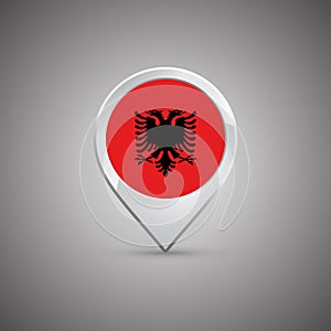 Round location pin with flag of Albania