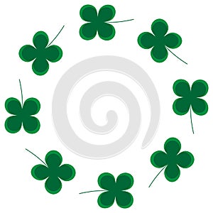 Round Luck frame of clover leaf. Happy St.Patrick `s Day. Vector in flat style