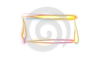 A round luminous translucent frame made of a beam of multicolored light. For a light background