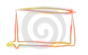 A round luminous translucent frame made of a beam of multicolored light. For a light background