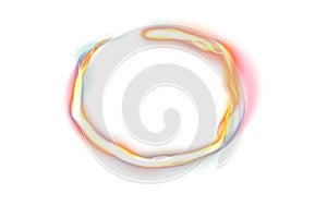 A round luminous translucent frame made of a beam of multicolored light. For a light background