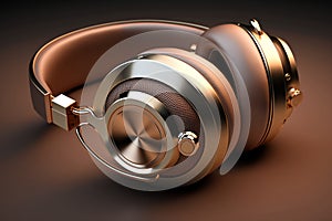 Round luxury 3D audio headphones, Generative Ai photo