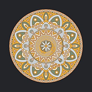 Round mandalas in vector. Abstract design element. Decorative retro ornament. Graphic template for your design.