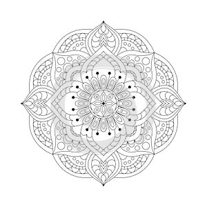 Round mandalas in vector. Graphic template for your design. Decorative retro ornament. Hand drawn background with flowers. photo