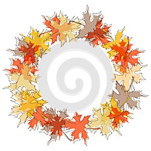 Round maple leaf autumn frame