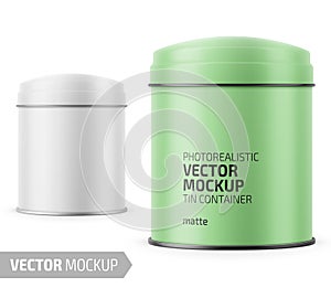 Round matte tin can template with label.