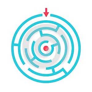 Round maze game vector icon