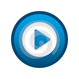 Round media icon start button on white background - Vector
