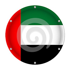 Round metal flag and screws - United Arab Emirates