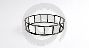 Round Metal Frame Structure on White Background