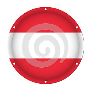Round metallic flag of Austria with holes