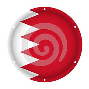 Round metallic flag of Bahrain with holes