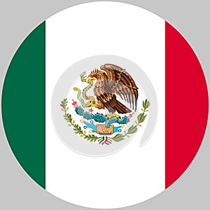 Round Mexico flag vector icon isolated on white background. United Mexican states flag