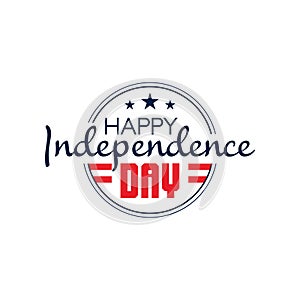 Round monochrome emblem of USA with text happy independence day. 4th of July. National holiday icon. Flat vector design