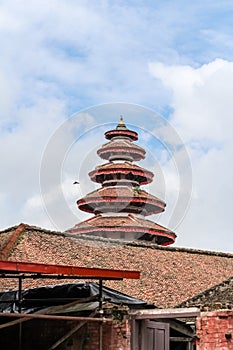 Round, multi-tiered tower in Nasal Chowk Courtyard of Hanuman Dhoka Durbar Square, Kathmandu