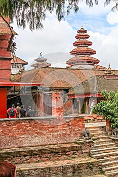 Round, multi-tiered tower in Nasal Chowk Courtyard of Hanuman Dhoka Durbar Square, Kathmandu