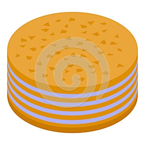 Round napoleon cake icon isometric vector. Food party