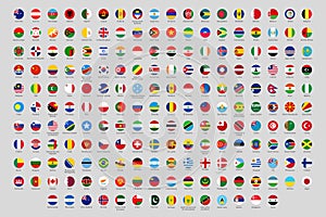 Round national flags. World countries flag circles, official country rounded symbols vector set