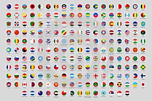 Round national flags. World countries flag circles, official country rounded symbols vector set photo