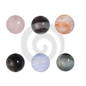 Round natural beads from semi-precious stones for advertising and design