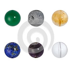 Round natural beads from semi-precious stones for advertising and design close-up