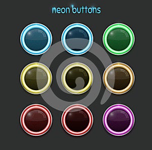 Round neon buttons