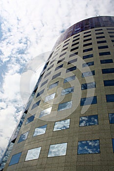 Round office building. Tall office building