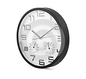 Round office clock on white background photo