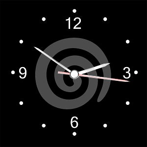 Round office wall clock isolated on black. vector
