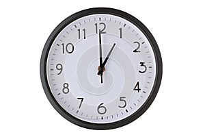 Round office wall clock on white,