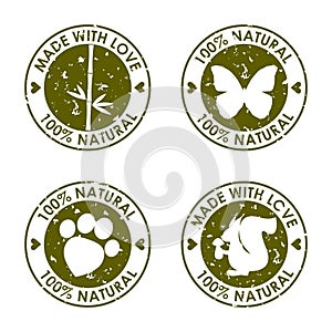 Round old distorted vector stamp set for use in design