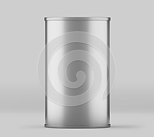 Round Olive Oil Tin Can Mockup, Silver Liquid Container, 3d Rendered isolated on light background