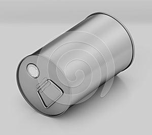 Round Olive Oil Tin Can Mockup, Silver Liquid Container, 3d Rendered isolated on light background