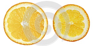 Round orange slice isolate on the white