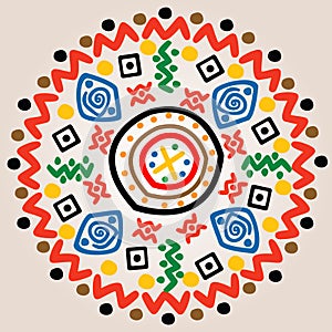 Round ornament with ethnic motifs