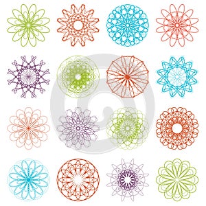 Round ornament set. Vector spirographs