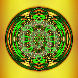 Round ornament on yellow background