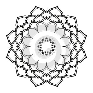 Round ornamental mandala lotus flower, Isolated design element for coloring book