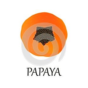 A round papaya fruit icon highlighted on a white background.