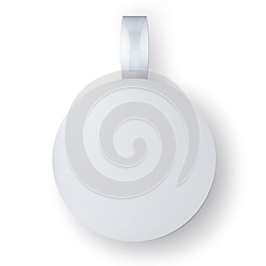 Round Paper Wobbler With Plastic Strip On White