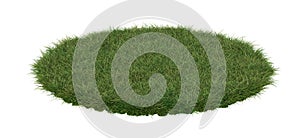 A round patch of grass, isolated on white background.