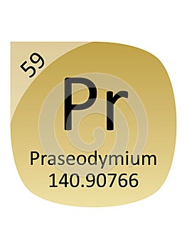 Round Periodic Table Element Symbol of Praseodymium