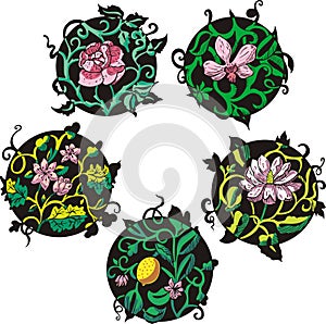 Round pink flower designs