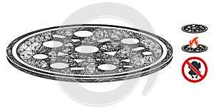 Round Pizza Polygonal Web Vector Mesh Illustration