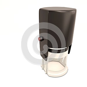 Round plastic stamp isolated on white background