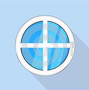 Round plastic window icon, flat style