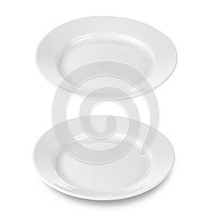 Round plate or dish isolated with clipping path